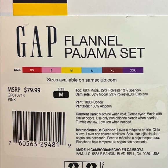 GAP Women’s Pink Top Knit Top with Striped Flannel Pajama Pants Set Pockets 😍 - Picture 4 of 6